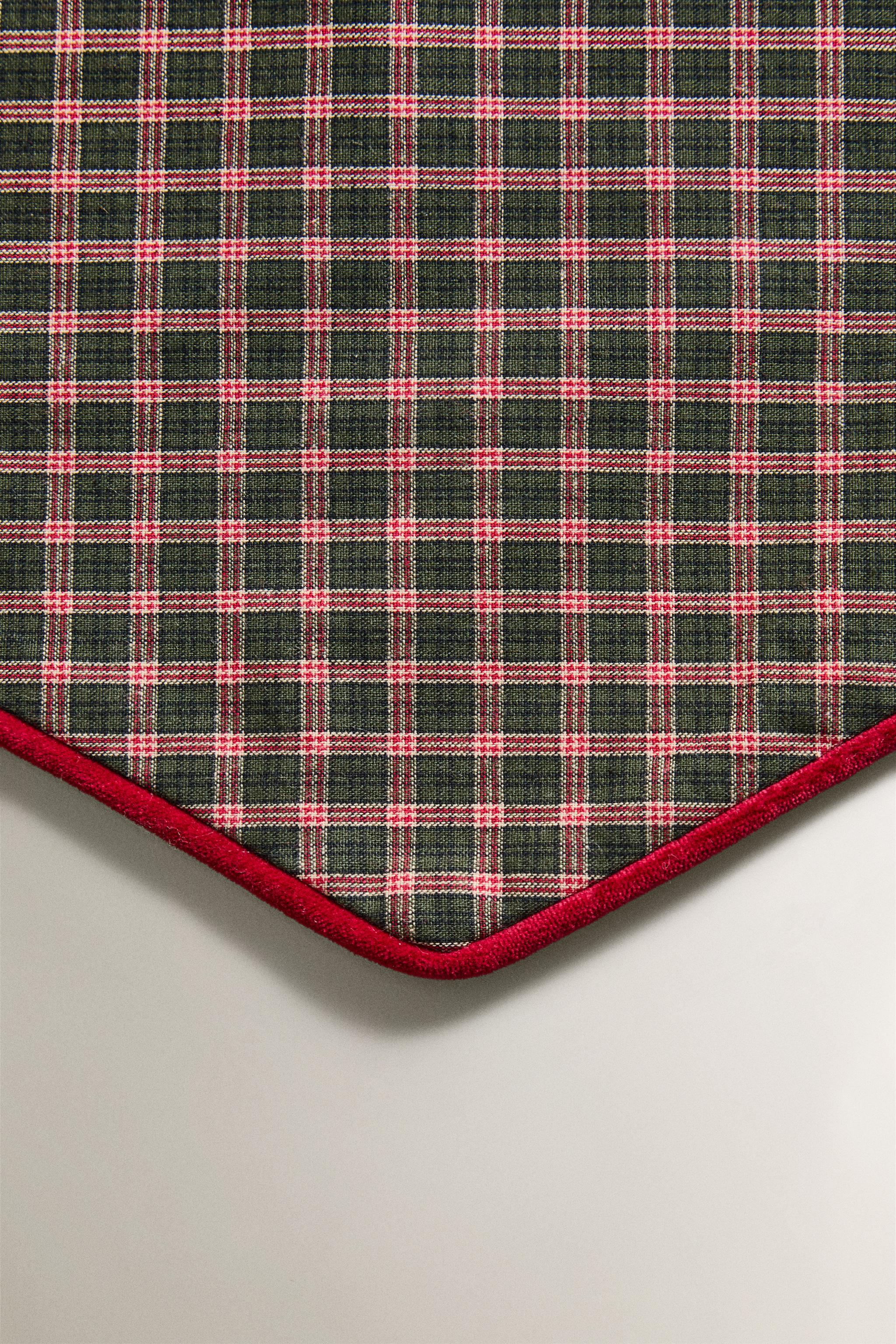CHRISTMAS COTTON CHECK PET BANDANA